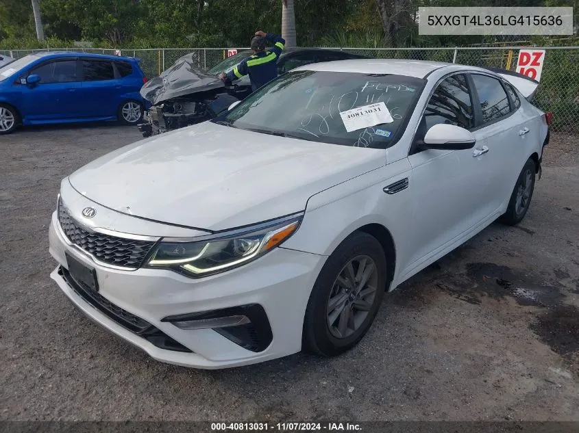 2020 Kia Optima Lx VIN: 5XXGT4L36LG415636 Lot: 40813031