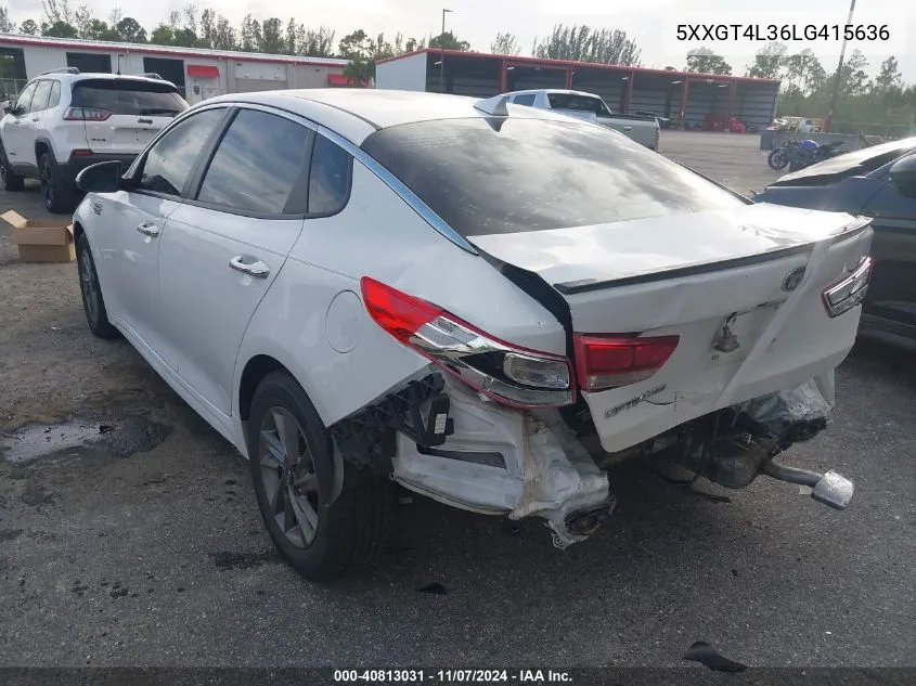 2020 Kia Optima Lx VIN: 5XXGT4L36LG415636 Lot: 40813031