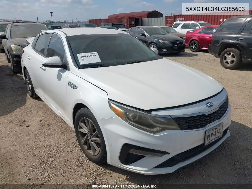 2020 Kia Optima Lx VIN: 5XXGT4L34LG385603 Lot: 40841879