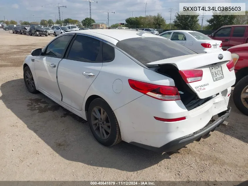 2020 Kia Optima Lx VIN: 5XXGT4L34LG385603 Lot: 40841879