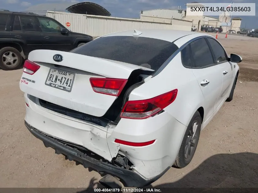 2020 Kia Optima Lx VIN: 5XXGT4L34LG385603 Lot: 40841879