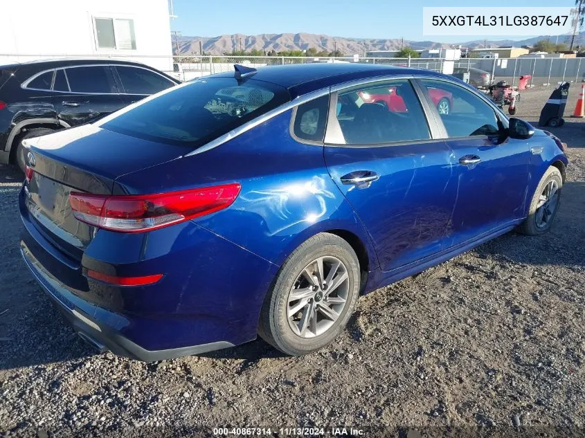 2020 Kia Optima Lx VIN: 5XXGT4L31LG387647 Lot: 40867314