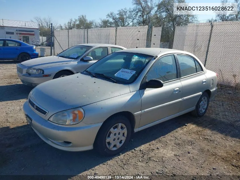 2001 Kia Rio VIN: KNADC123516028622 Lot: 40490139