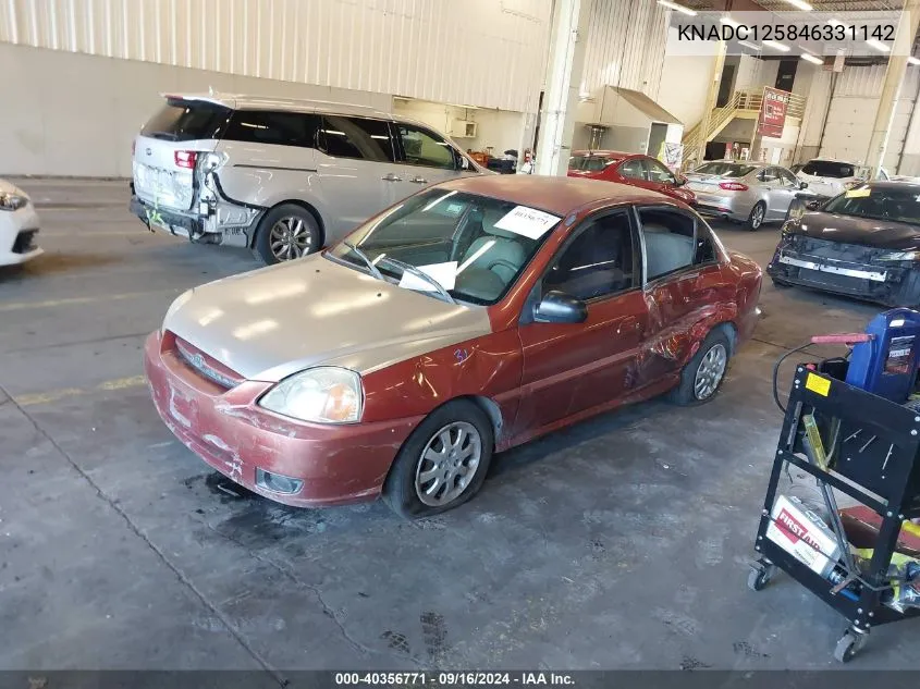 2004 Kia Rio VIN: KNADC125846331142 Lot: 40356771