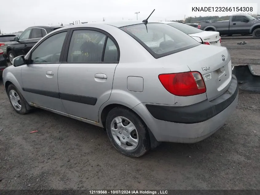 2006 Kia Rio VIN: KNADE123266154308 Lot: 12119568