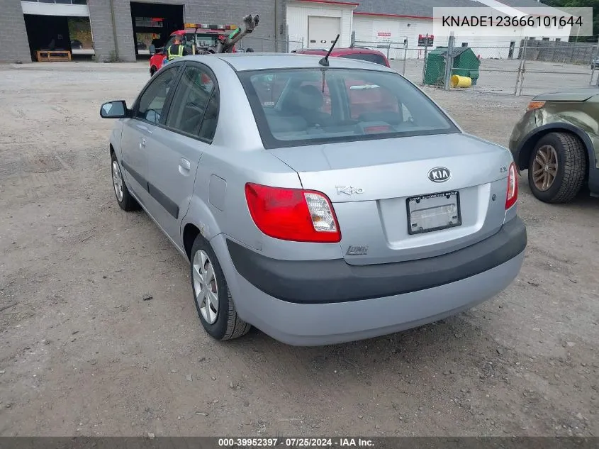 2006 Kia Rio Lx VIN: KNADE123666101644 Lot: 39952397