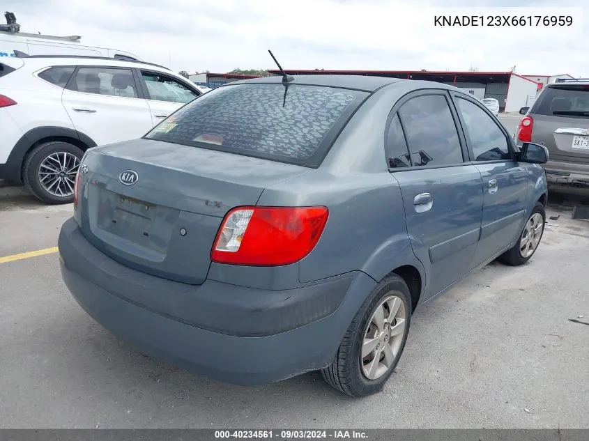 2006 Kia Rio Lx VIN: KNADE123X66176959 Lot: 40234561