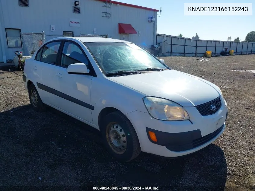 2006 Kia Rio Lx VIN: KNADE123166152243 Lot: 40243845