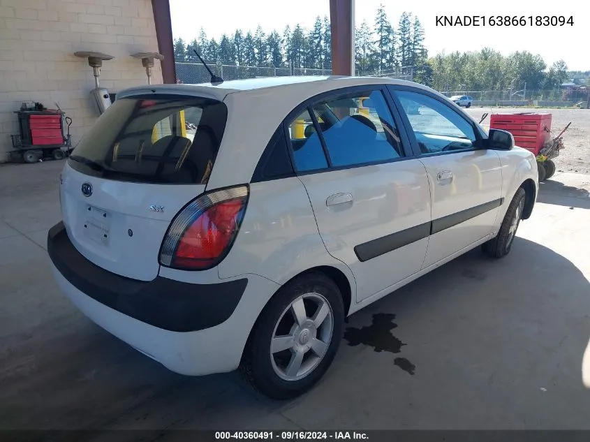 2006 Kia Rio5 Sx VIN: KNADE163866183094 Lot: 40360491