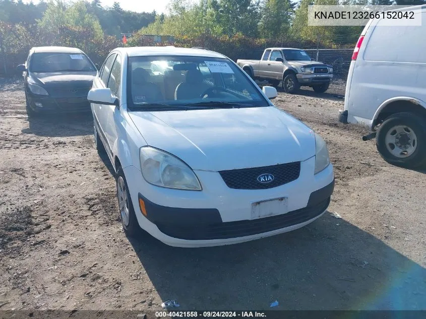 2006 Kia Rio Lx VIN: KNADE123266152042 Lot: 40421558