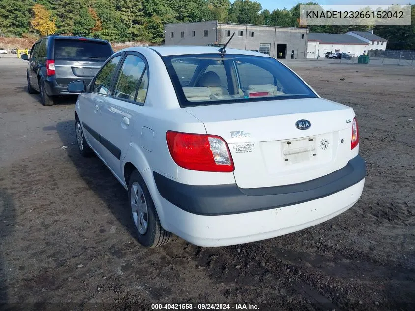 KNADE123266152042 2006 Kia Rio Lx