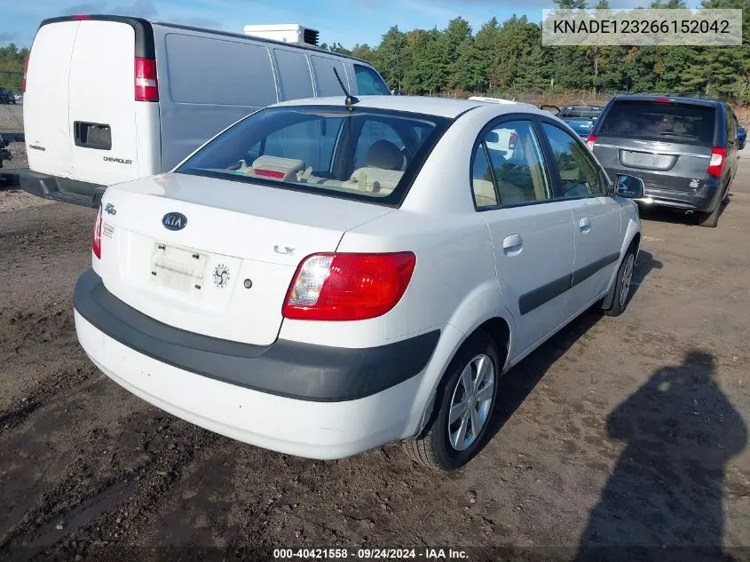 2006 Kia Rio Lx VIN: KNADE123266152042 Lot: 40421558