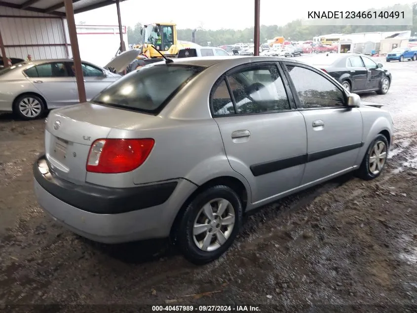 2006 Kia Rio Lx VIN: KNADE123466140491 Lot: 40457989