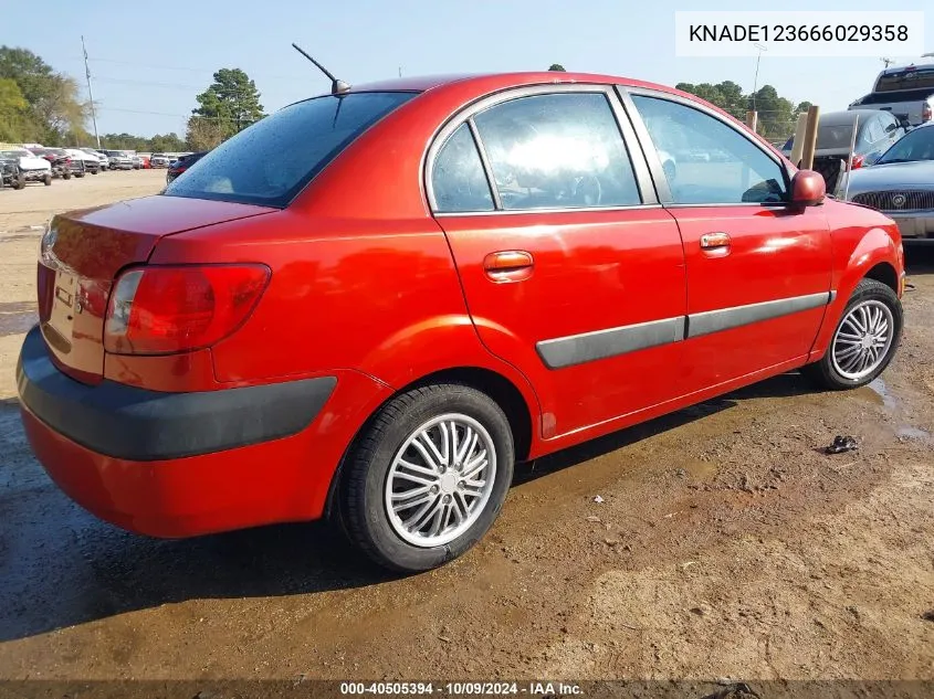 2006 Kia Rio Lx VIN: KNADE123666029358 Lot: 40505394