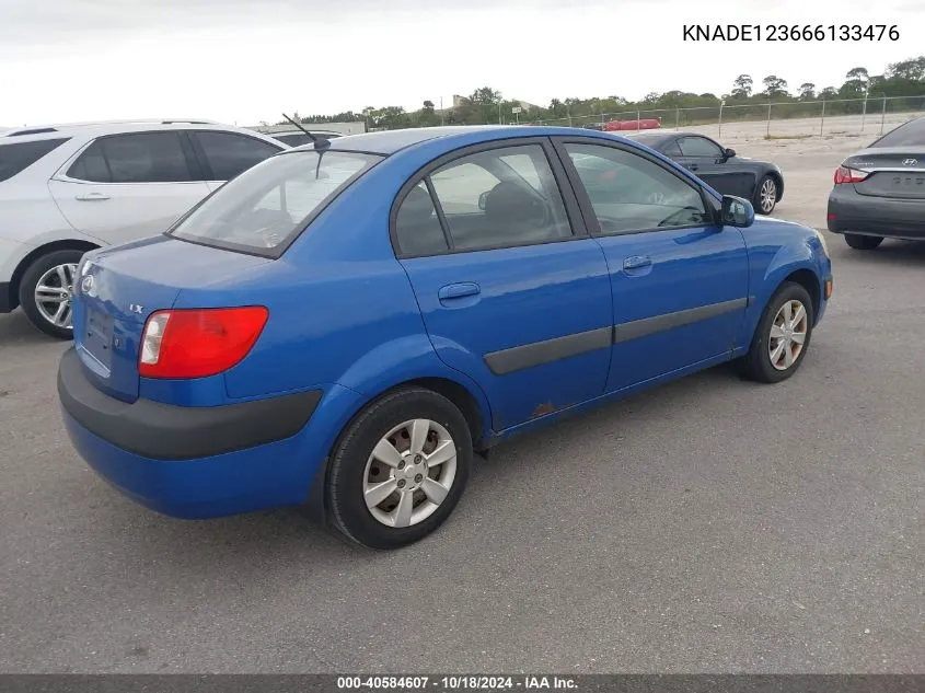 2006 Kia Rio Lx VIN: KNADE123666133476 Lot: 40584607