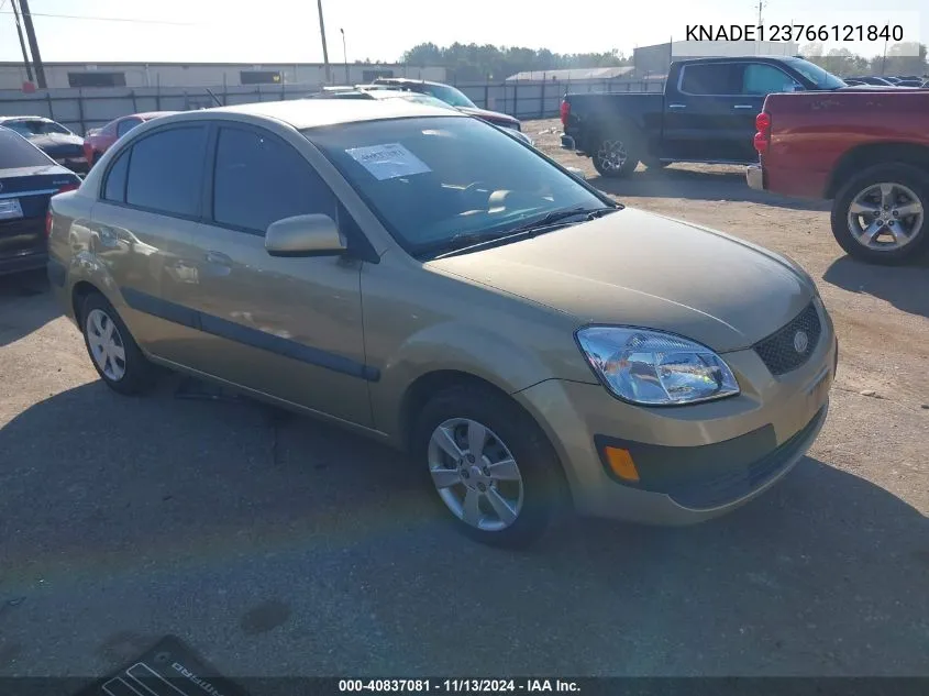 2006 Kia Rio Lx VIN: KNADE123766121840 Lot: 40837081