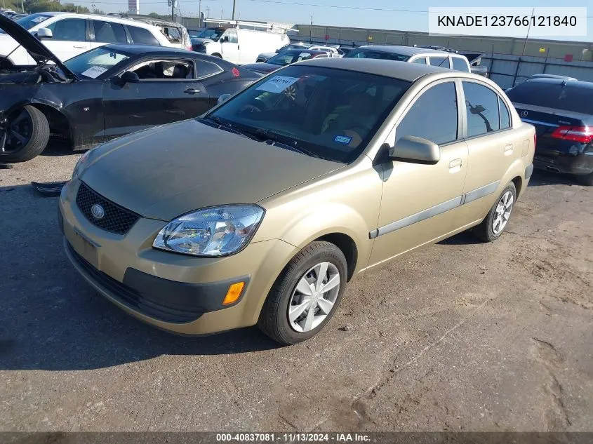 2006 Kia Rio Lx VIN: KNADE123766121840 Lot: 40837081