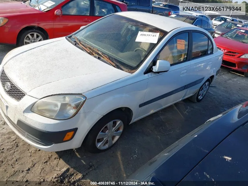 2006 Kia Rio Lx VIN: KNADE123X66179344 Lot: 40839745