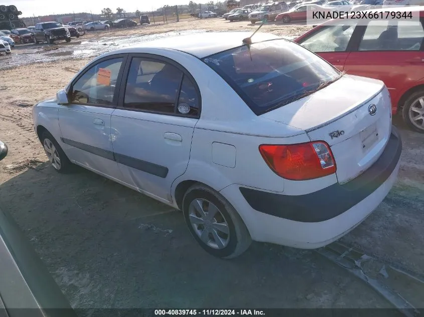 2006 Kia Rio Lx VIN: KNADE123X66179344 Lot: 40839745