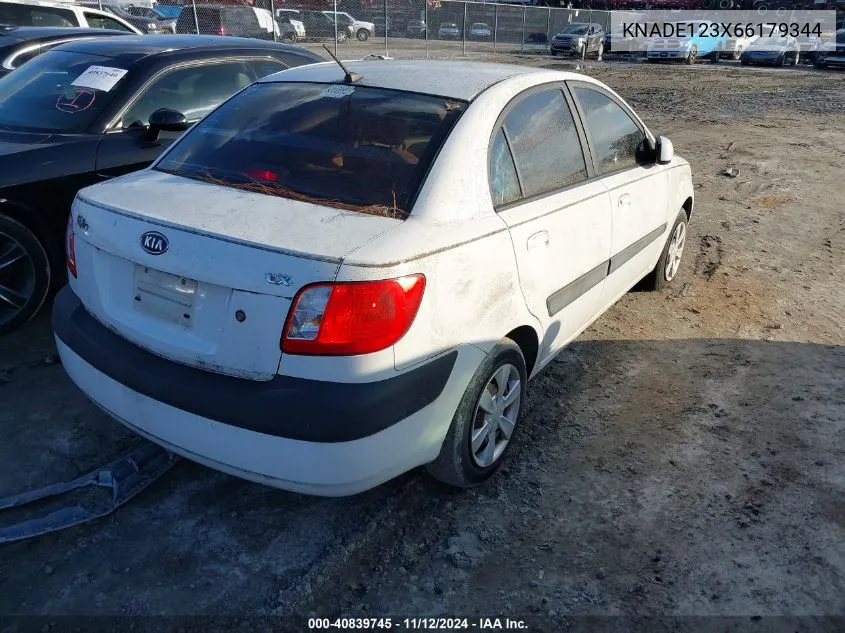 2006 Kia Rio Lx VIN: KNADE123X66179344 Lot: 40839745