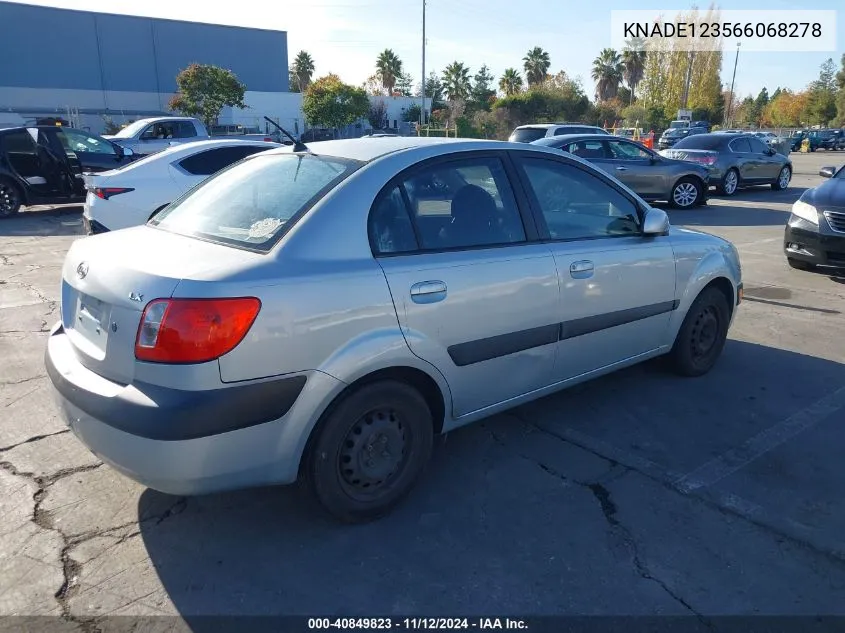 2006 Kia Rio Lx VIN: KNADE123566068278 Lot: 40849823