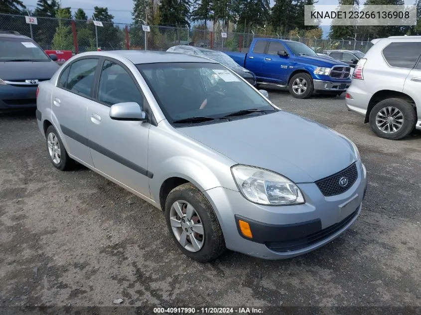 2006 Kia Rio Lx VIN: KNADE123266136908 Lot: 40917990