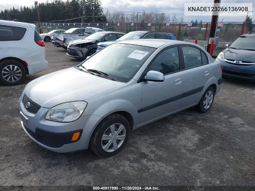 2006 Kia Rio Lx VIN: KNADE123266136908 Lot: 40917990