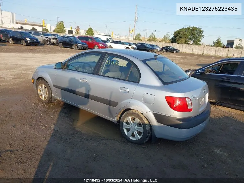 2007 Kia Rio VIN: KNADE123276223435 Lot: 12118492