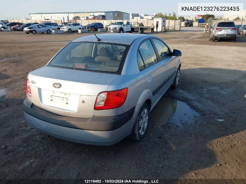 2007 Kia Rio VIN: KNADE123276223435 Lot: 12118492