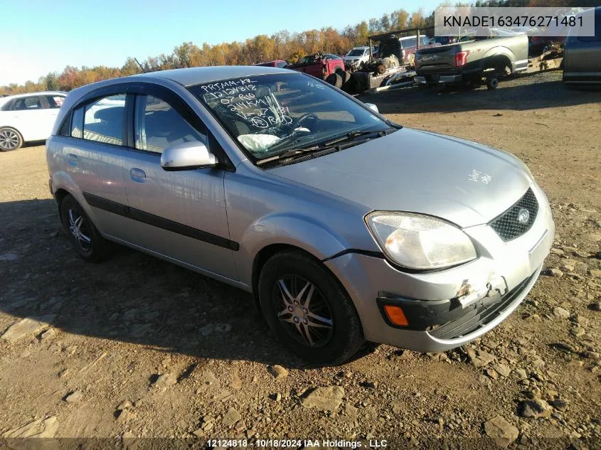 2007 Kia Rio VIN: KNADE163476271481 Lot: 12124818