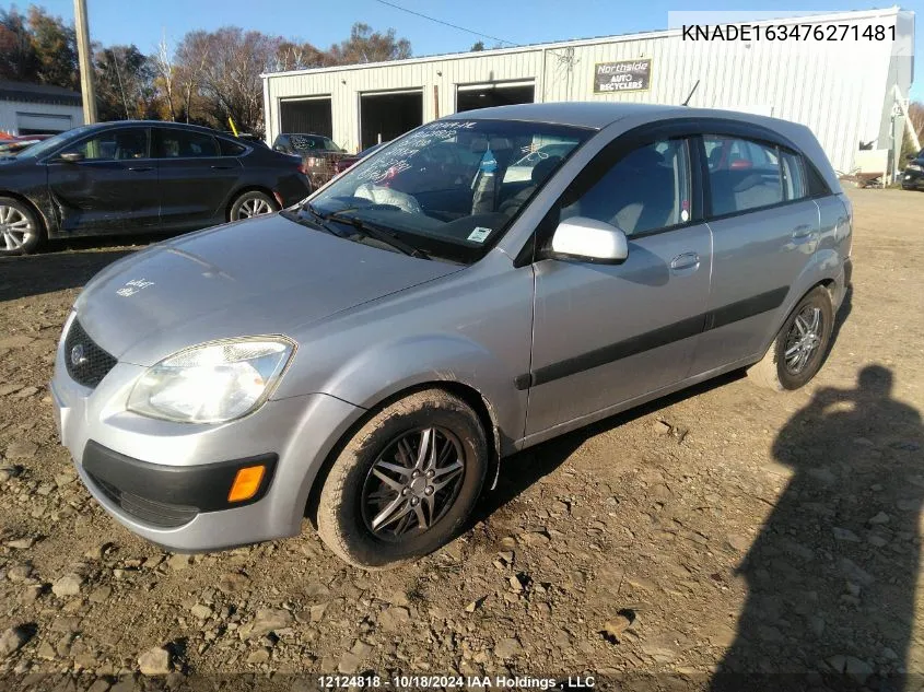 2007 Kia Rio VIN: KNADE163476271481 Lot: 12124818