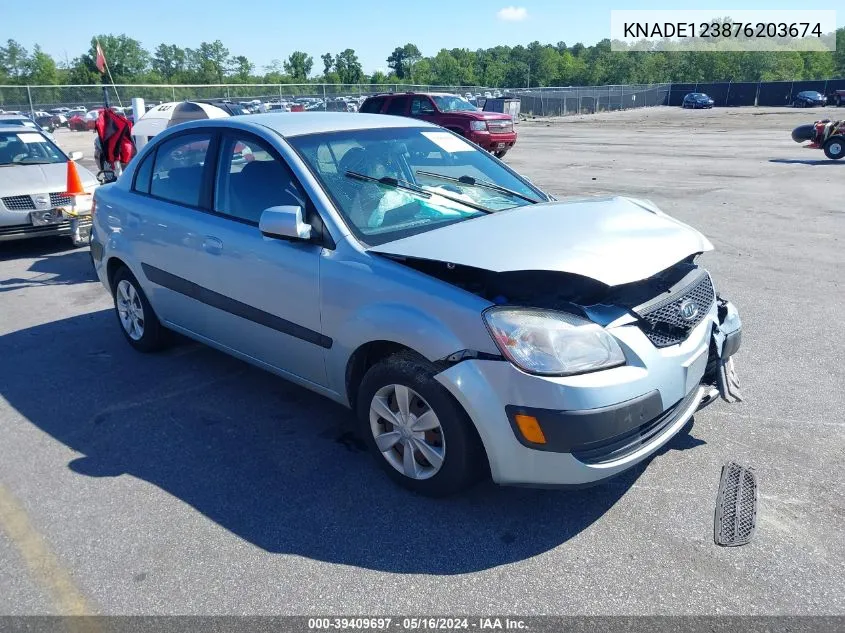 2007 Kia Rio Lx VIN: KNADE123876203674 Lot: 39409697