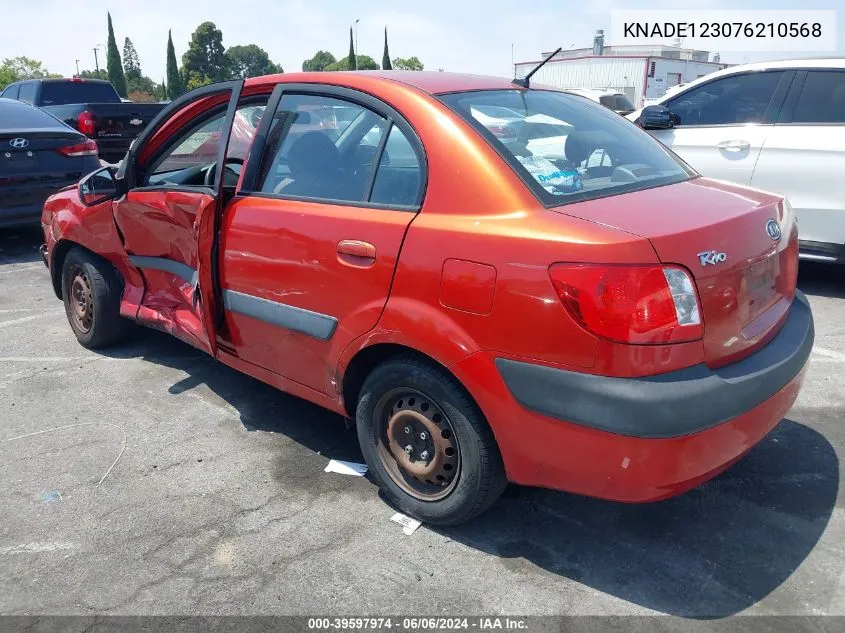 2007 Kia Rio Lx VIN: KNADE123076210568 Lot: 39597974