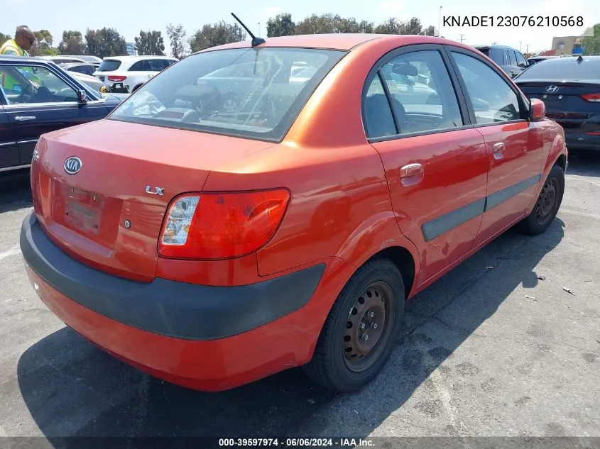 2007 Kia Rio Lx VIN: KNADE123076210568 Lot: 39597974