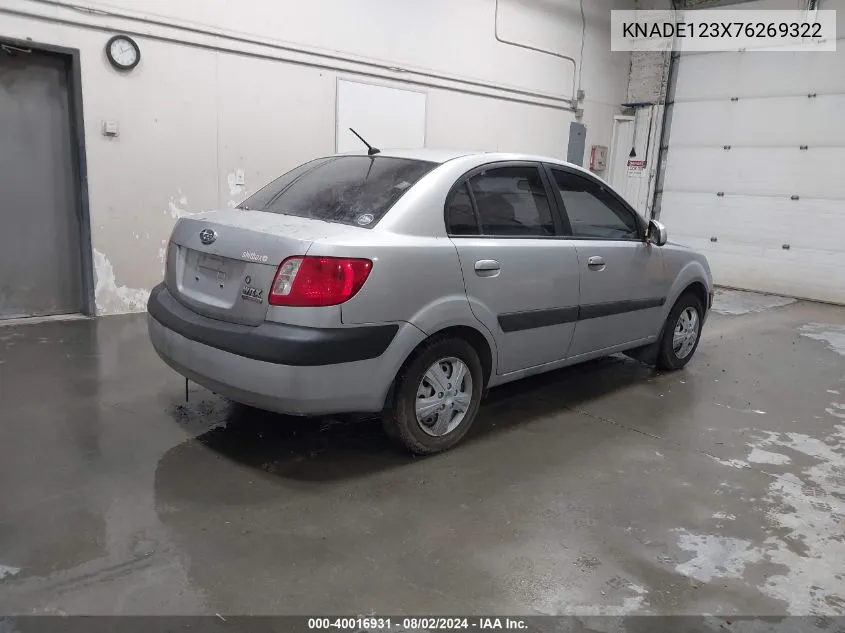 2007 Kia Rio VIN: KNADE123X76269322 Lot: 40016931