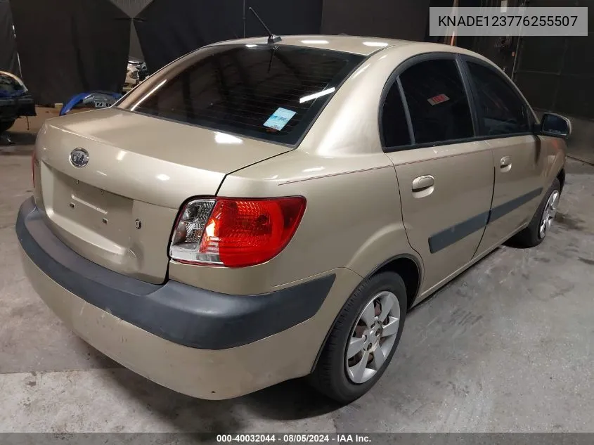 2007 Kia Rio Lx VIN: KNADE123776255507 Lot: 40032044