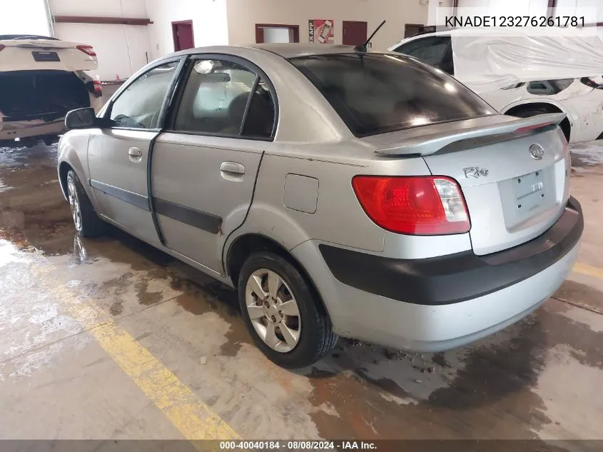 2007 Kia Rio Lx VIN: KNADE123276261781 Lot: 40040184