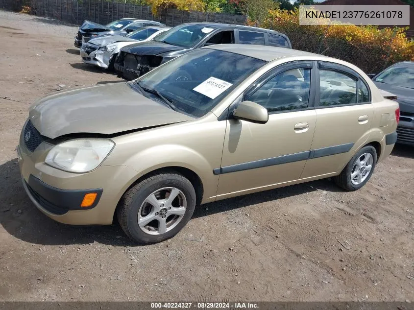 2007 Kia Rio Lx VIN: KNADE123776261078 Lot: 40224327