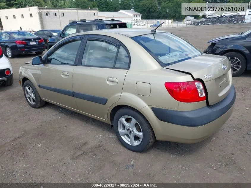 2007 Kia Rio Lx VIN: KNADE123776261078 Lot: 40224327