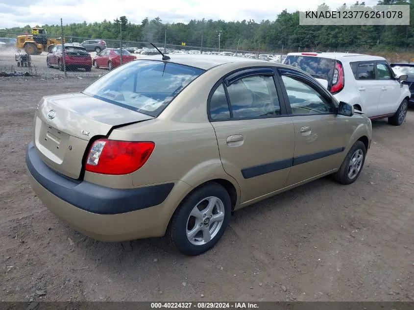 2007 Kia Rio Lx VIN: KNADE123776261078 Lot: 40224327