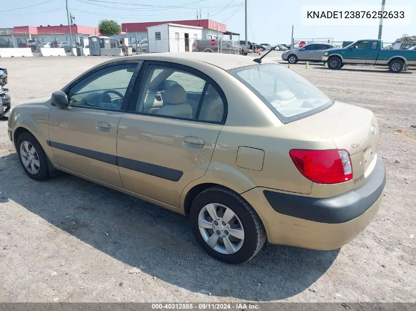 2007 Kia Rio Lx/Sx VIN: KNADE123876252633 Lot: 40312885