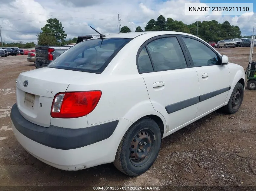 KNADE123376211150 2007 Kia Rio Lx