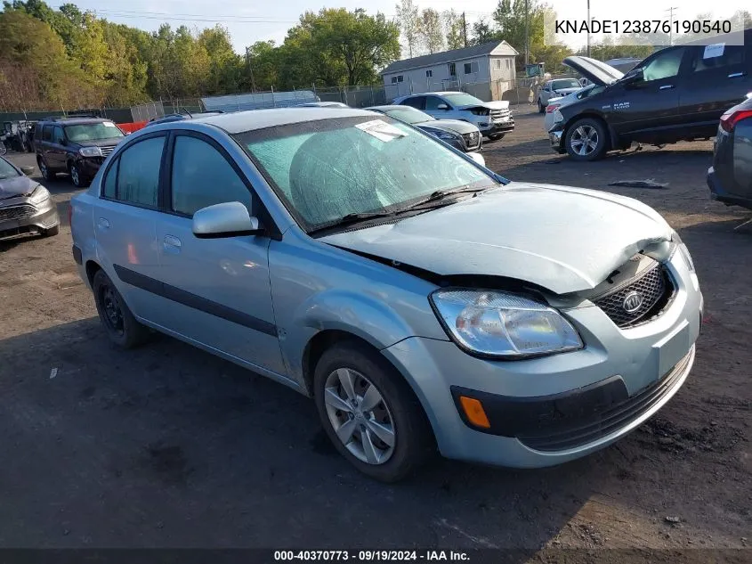 2007 Kia Rio Lx VIN: KNADE123876190540 Lot: 40370773