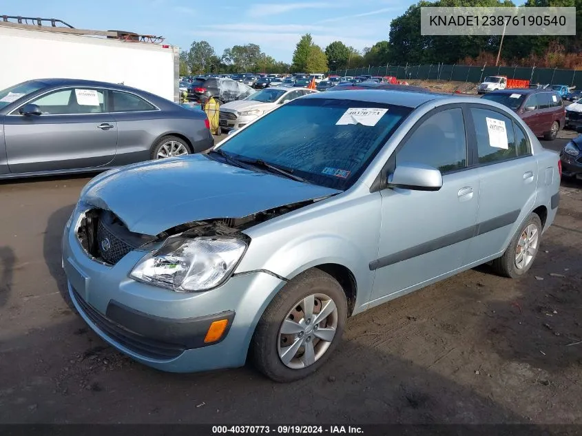 2007 Kia Rio Lx VIN: KNADE123876190540 Lot: 40370773