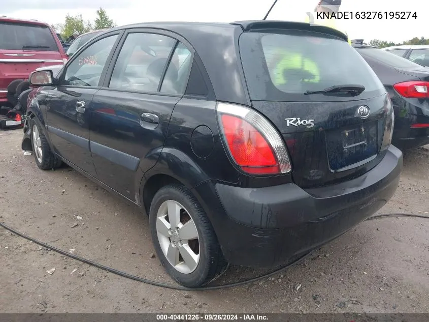 2007 Kia Rio5 Sx VIN: KNADE163276195274 Lot: 40441226