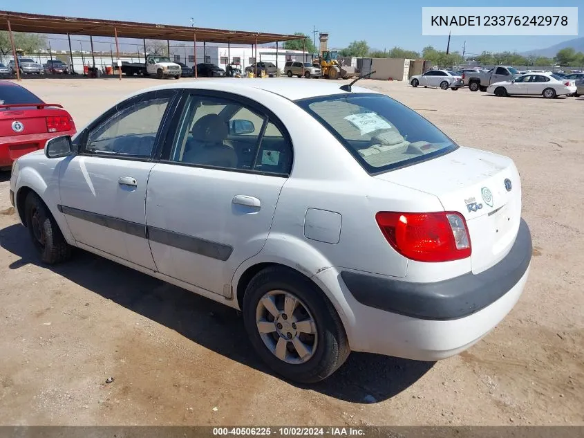 2007 Kia Rio Lx VIN: KNADE123376242978 Lot: 40506225