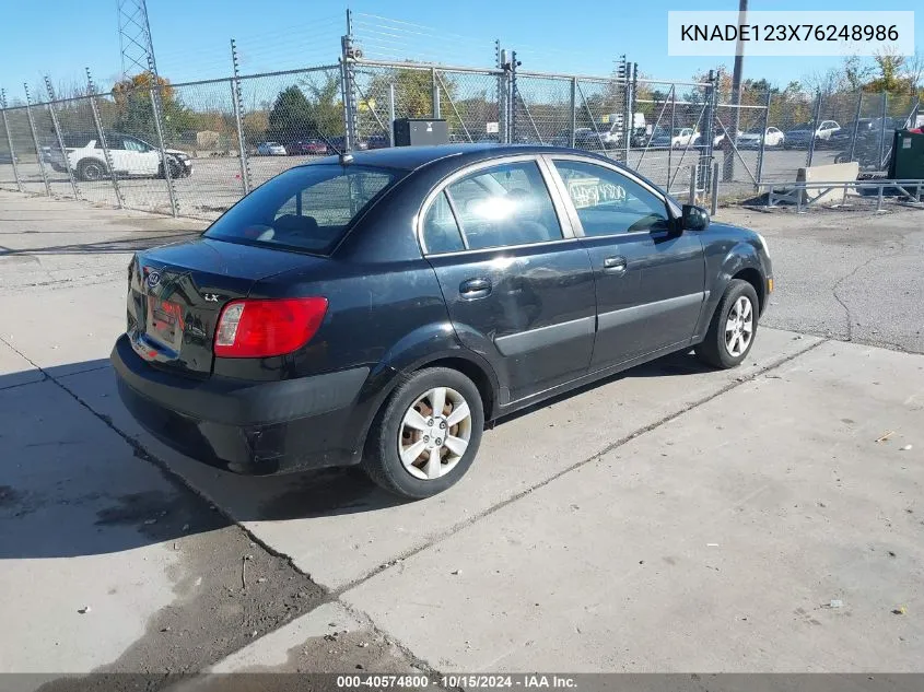 2007 Kia Rio Lx VIN: KNADE123X76248986 Lot: 40574800