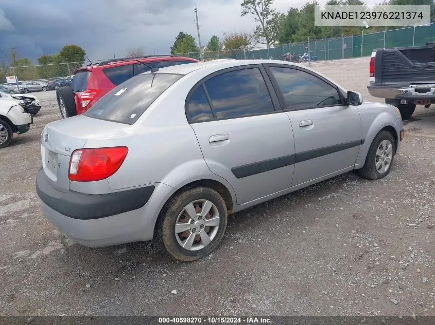 2007 Kia Rio Lx VIN: KNADE123976221374 Lot: 40598270