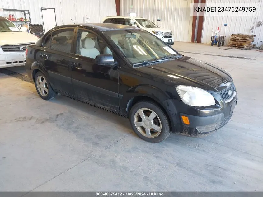 2007 Kia Rio Lx VIN: KNADE123476249759 Lot: 40675412