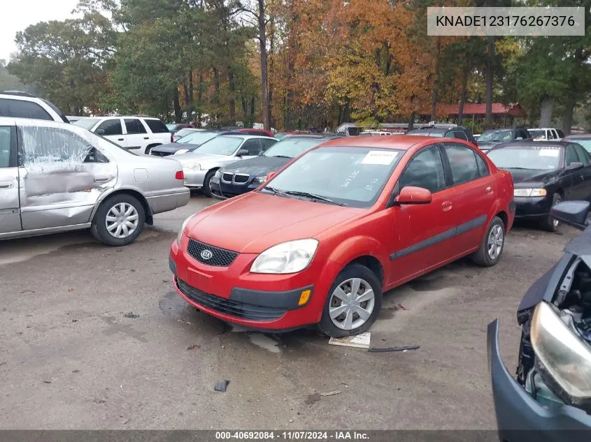 2007 Kia Rio Lx VIN: KNADE123176267376 Lot: 40692084